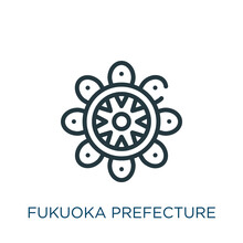 Fukuoka Prefecture Thin Line Icon. Flag, Simple Linear Icons From Signs Concept Isolated Outline Sign. Vector Illustration Symbol Element For Web Design And Apps..