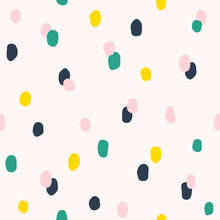 Seamless Colorful Polka Dot Pattern. Vector Abstract Background With Hand Drawn Spots.