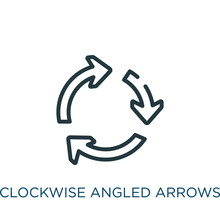 Clockwise Angled Arrows Thin Line Icon. Arrow, Button Linear Icons From User Interface Concept Isolated Outline Sign. Vector Illustration Symbol Element For Web Design And Apps..