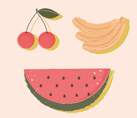 Wall Mural - set fresh fruits