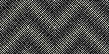 Halftone Chevron Stripes Seamless Pattern. Geometric Monochrome Texture With Gradient Transition Effect, Mesh, Small Diamonds, Rhombuses In Zigzag Shape. Vector Abstract Black And White Background