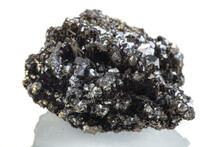 Macro Stone Mineral Quartz Sphalerite Galena Pyrite On A White Background