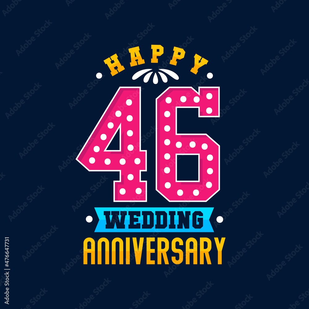 Happy 46th Wedding Anniversary celebration Stock Vector