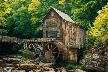 Wall Mural - Glade Creek Grist Mill, at Babcock State Park in the New River Gorge, West Virginia