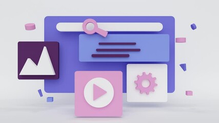 Search for information on the Internet. Website concept. Minimal modern seamless motion design. Abstract loop animation