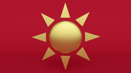 Poster - Golden sun on a red background. Minimal modern seamless motion design. Abstract loop animation