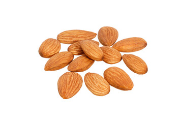 Poster - heap of almonds isolated on white background