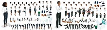Large Isometric Set Of Hand Gestures And Legs Of African American Woman And Men 3d Business Lady. Create Your Isometric Office Worker For Vector Illustrations
