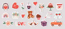 Hand-drawn Icons Stickers For Valentine's Day