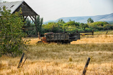 Abandoned Truck In Grassy Field 