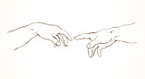 Fototapeta  - Hands of the creation of Adam. Vector drawing
