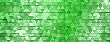 Abstract Mosaic Background Of Shiny Mirrored Triangle Tiles In Green Colors
