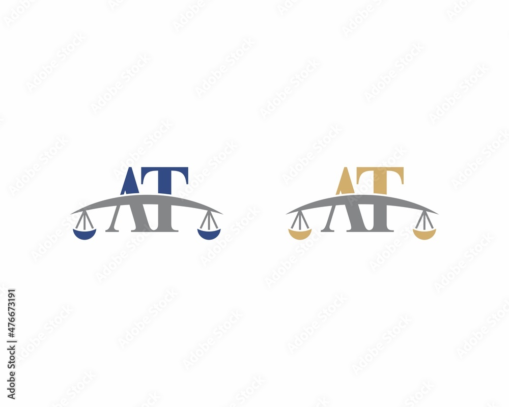 Letters AT Logo With Scale of Justice Logo Icon 001 Stock Vector ...