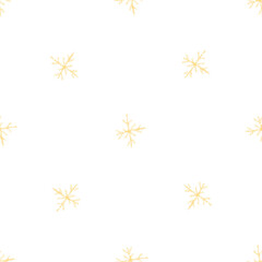 Hand Drawn Snowflakes Christmas Seamless Pattern. Subtle Flying Snow Flakes on chalk snowflakes Background. Astonishing chalk handdrawn snow overlay. Curious holiday season decoration.