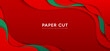 Paper cut abstract red and green design background, Eps 10 vector illustration
