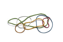 Heap Different Colored Rubber Bands White Background