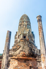 Wall Mural - Ancient tower of a temple in Ayutthaya, Thailand