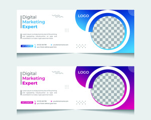 Wall Mural - marketing agency Modern Facebook cover design web banner template, social media post. creative concept file with layered