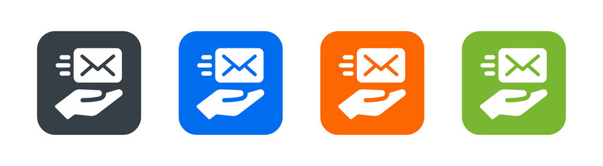 Poster - Hand with letter icon. Send email message or forward email message icon vector illustration.