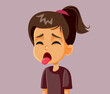 Disgusted Little Girl Sticking Tongue Out Vector Cartoon