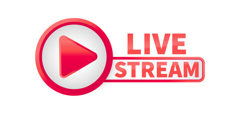 Aufkleber - Live stream logo - red vector design element with play button. Vector illustration