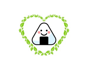 Poster - Love shape and leaf with japanese rice ball inside