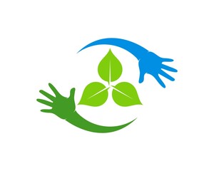 Sticker - Circular hand care with three leaf inside