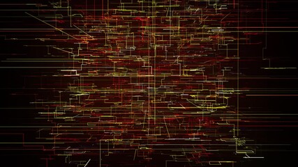 Poster - Geometric mesh from 3d render of web textures in space. Cyber information matrix with online generated structures and pictorial effects programming. Infinite clusters with process algorithms.