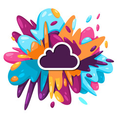 Poster - cloud web online technology icon in colorful splat paint liquid splashing ink splash design creative illustration