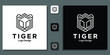tiger symbol animal predator head in geometric shape with app template