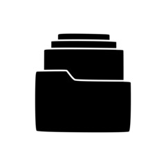 Poster - File Folder Icon in black flat glyph, filled style isolated on white background