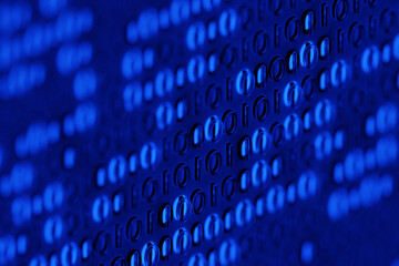 Fototapete - 3d illustration of background in a blue matrix style. Falling random numbers.