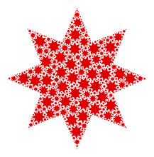 Vector Eight Pointed Star Icon Collage. Eight Pointed Star Collage Is Constructed From Repeating Recursive Eight Pointed Star Pictograms. Recursive Mosaic From Eight Pointed Star Icon.