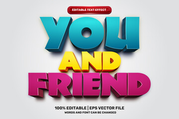 you end friend cartoon Comic Style Bold 3D Editable text Effect Style