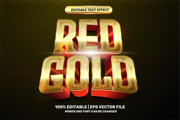 Poster - super luxury red gold 3D Editable text Effect Style