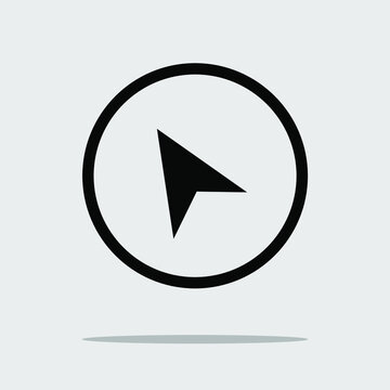 Cursor line icon. Pointer arrow icon. Click arrow. Arrow icon graphic vector sign symbol for your project. Vector in trendy flat style in circle isolated on white background.