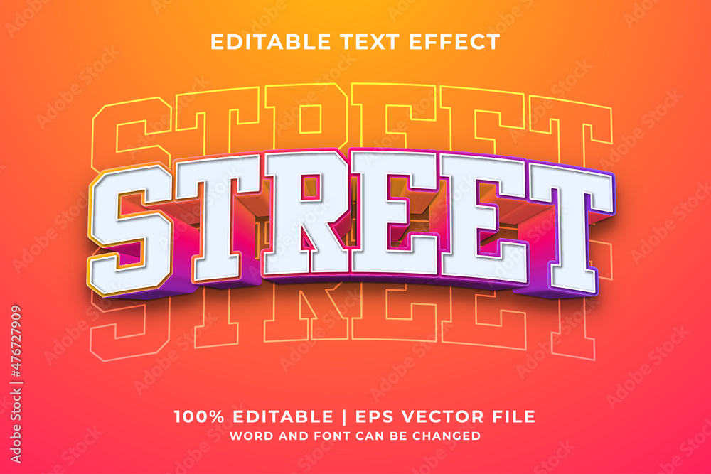 Editable text effect - Street 3d template style premium vector Stock ...