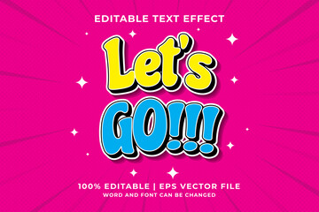Canvas Print - Editable text effect - Let's Go Cartoon template style premium vector