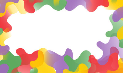 Poster - Abstract background as a frame composed of red, purple, green and yellow liquid shapes, and the middle is white for text entry