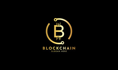 Wall Mural - Crypto coin logos. Initial letter B logo, icon - Vector Digital money, block chain, finance symbol. Connect technology and digital, gold currency data concept for your corporate identity