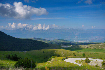 Mountain landscape at Gran Sasso Natural Park, in Abruzzo, Italy