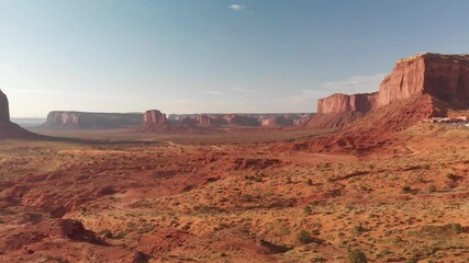 Poster - Aerial panoramic view of Monument Valley National Park at summer sunset, United States