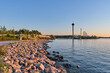 Tampere sunset over the lake whit Näsinneula tower in background