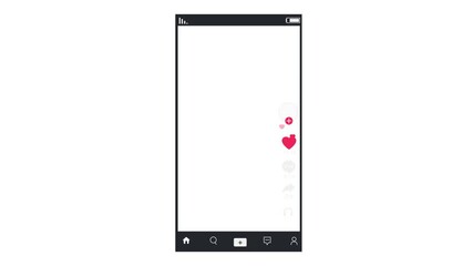 Streaming media. Animation of the mobile app interface template, alpha channel is enabled. Cartoon