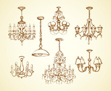 Chandelier. Vector Drawing Icon Sign