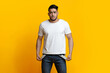© Prostock-studio - Portrait of sad man showing empty pockets on yellow background