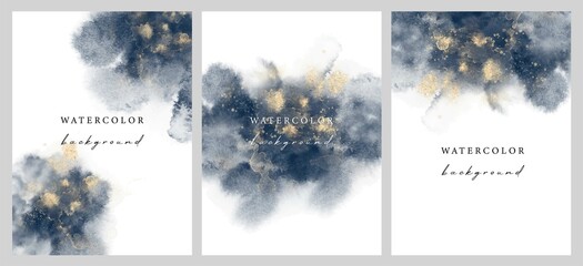 Wall Mural - Set of vector watercolour universal backgrounds with glitter and copy space for text