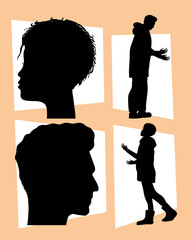 Wall Mural - persons and profiles silhouettes