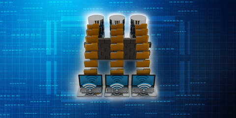 Poster - 3d rendering computer folder network