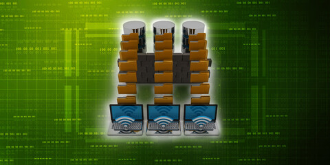 Poster - 3d rendering computer folder network